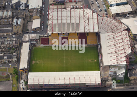 Photo aérienne du défilé de la vallée, accueil de Bradford City Bantams aka le Banque D'Images