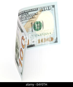 Le projet de loi 100 sur un fond blanc Banque D'Images