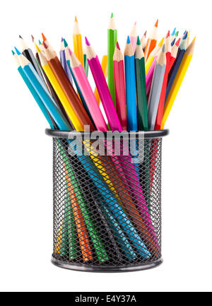 Des crayons de couleurs différentes en métal Banque D'Images