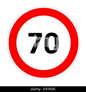 Signe de la limite de vitesse 70 Banque D'Images