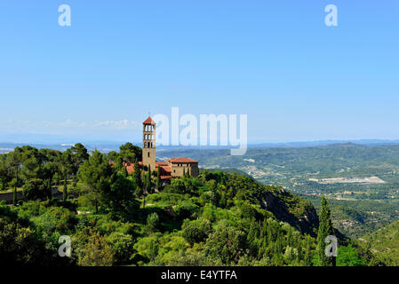 Paysage avec Montserrat monastère en Espagne. Banque D'Images