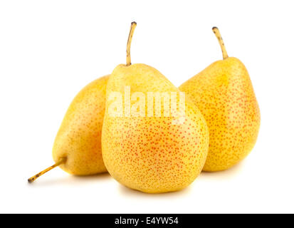 Trois poires Jaune sur blanc Banque D'Images