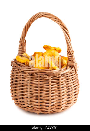 Panier en osier avec chanterelles Banque D'Images