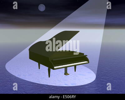 Grand piano par nuit - 3D render Banque D'Images