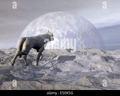 Wolf en hiver - 3D render Banque D'Images