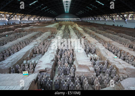 Des soldats et des chevaux en terre cuite de Xian Banque D'Images