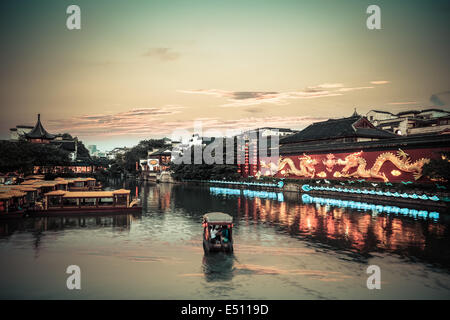 Nanjing temple de Confucius au crépuscule Banque D'Images