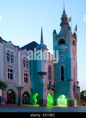 Voir la soirée de l'hôtel de ville Mukachevo Banque D'Images