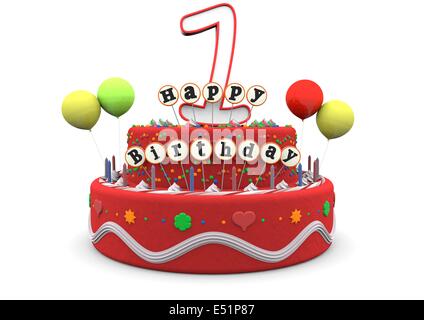 Joyeux anniversaire cream pie avec l'âge et le lettrage Banque D'Images