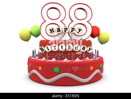 Joyeux anniversaire cream pie avec l'âge et le lettrage Banque D'Images