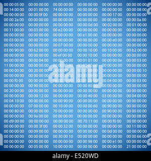 Code informatique binaire bleu Banque D'Images