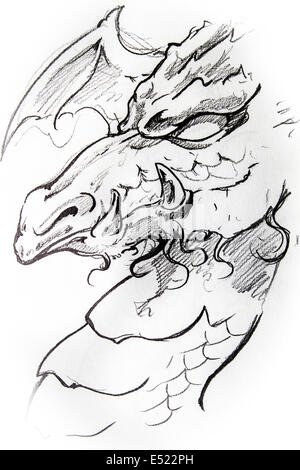 Croquis de dragon tattoo Banque D'Images