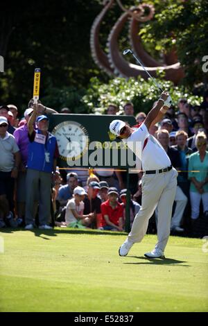 Hideki Matsuyama (JPN), le 17 juillet 2014 - Golf : Hideki Matsuyama Japon de tees off sur le 5ème trou au cours de la première ronde de la 143e British Open Championship au Royal Liverpool Golf Club à Hoylake, Angleterre. (Photo de Koji Aoki/AFLO SPORT) Banque D'Images