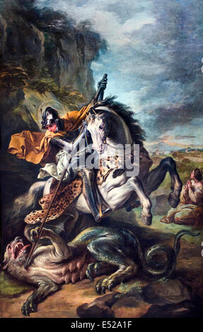 Saint Georges terrassant le dragon par Carle Van Loo 1705 1765 Français France Banque D'Images