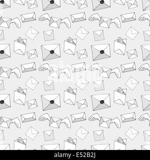 Hand drawn seamless background avec des lettres, vector illustration Banque D'Images