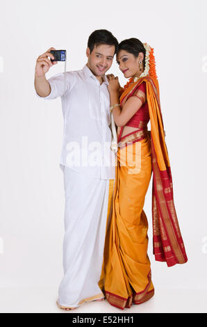 South Indian couple talking un self portrait Banque D'Images