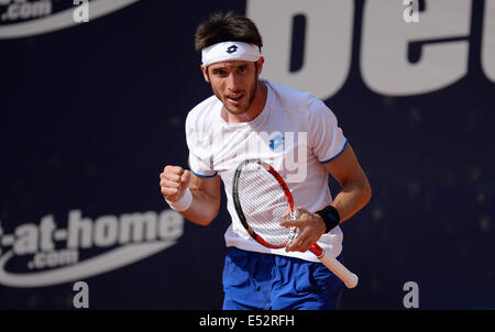 Hambourg, Allemagne. 18 juillet, 2014. Leonardo Mayer Argentine lors de la finale du tournoi ATP de la Serbie contre Lajovic à Hambourg, Allemagne, 18 juillet 2014. Photo : Daniel Reinhardt/dpa/Alamy Live News Banque D'Images