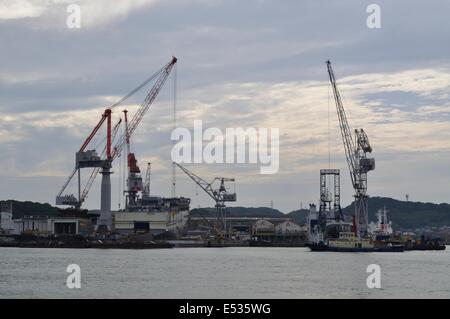 Chantier naval de Mitsubishi Heavy Industries, Yamaguchi Shimonoseki,Japon,. Banque D'Images