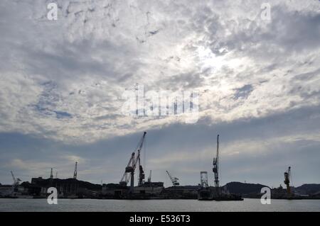 Chantier naval de Mitsubishi Heavy Industries, Yamaguchi Shimonoseki,Japon,. Banque D'Images