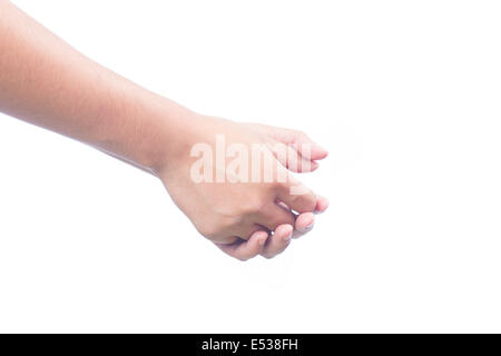 Un homme qu'il se lave les mains avec du savon. Isolated on white Banque D'Images