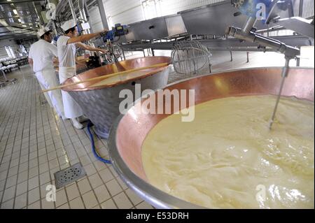 Trescore Cremasco (Cremona, Italie) ; production de Grana Padano DOP fromage typique italien Banque D'Images