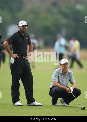 RHEIN GIBSON & JORDAN SPIETH BRITISH OPEN GOLF CHAMPIONSHIP ROYAL LIVERPOOL GOLF CLUB HOYLAKE ANGLETERRE 19 Juillet 2014 Banque D'Images