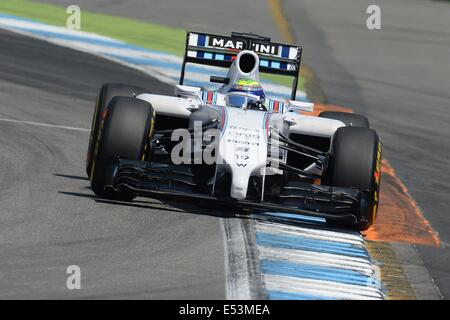 Hockenheim, Allemagne. 19 juillet, 2014. Pilote de Formule 1 brésilien Felipe Massa à partir de la concurrence à l'équipe Williams à la qualification au circuit Hockenheimring à Hockenheim, Allemagne, 19 juillet 2014. Le Grand Prix de Formule 1 d'Allemagne aura lieu le 20 juillet 2014 au circuit d'Hockenheim. Photo : Bernd Weissbrod/dpa/Alamy Live News Banque D'Images