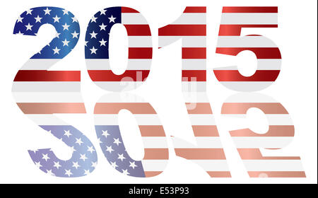 2015 USA drapeau américain Aperçu nombre isolé sur fond blanc Illustration Banque D'Images