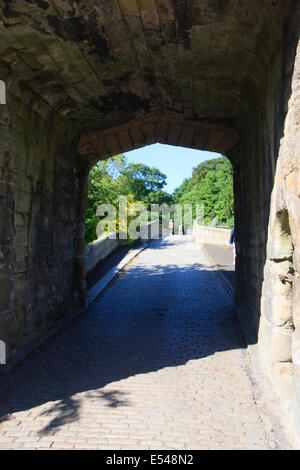 Pont fortifié de Warkworth Northumberland Royaume-uni Banque D'Images