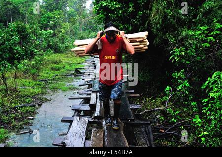 Pont traditionnel en PANGUANA . Département de Loreto .PÉROU Banque D'Images