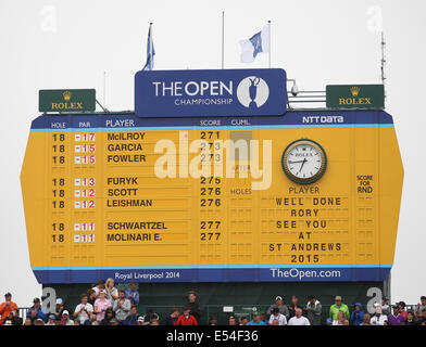 Dernier LEADER BOARD BRITISH OPEN GOLF CHAMPIONSHIP ROYAL LIVERPOOL GOLF CLUB HOYLAKE ANGLETERRE 20 Juillet 2014 Banque D'Images