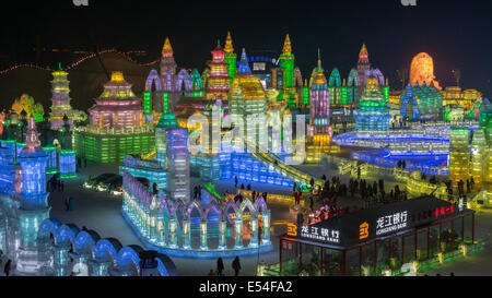 Vue d'ensemble sur l'International Ice Festival, Harbin, Chine Banque D'Images