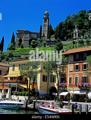 Vue sur lac montrant l'église paroissiale de Santa Maria del Sasso, Lugano, Tessin, Suisse Banque D'Images