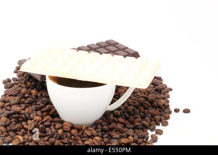 Tasse à café et chocolat Banque D'Images