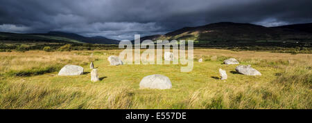 Menhirs néolithiques à Machrie Moor datant de l'âge de bronze. Banque D'Images