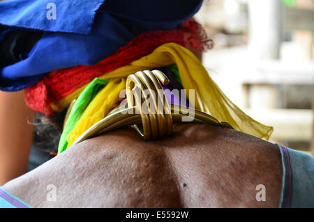 Padaung femme avec col traditionnel, Thaïlande Banque D'Images