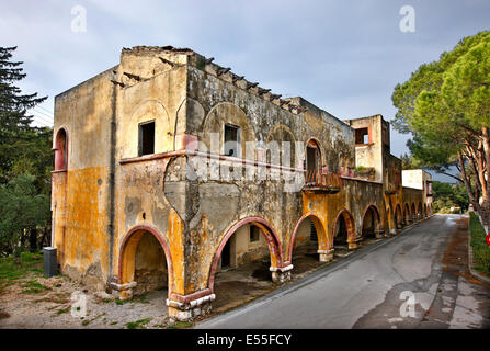 L 'oublié' village d'Eleousa, connu comme l'un des 'Italienne' villages de l'île de Rhodes, Dodécanèse, Mer Égée, Grèce Banque D'Images