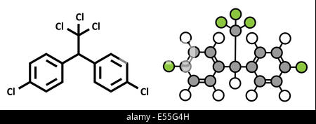 Le DDT (dichlorodiphényltrichloroéthane) molécule. Pesticide controversé, utilisé dans l'agriculture et de la lutte contre le paludisme la lutte contre les vecteurs pathogènes. Banque D'Images