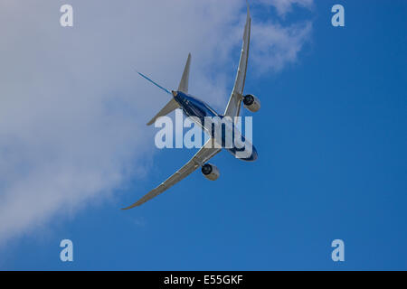 Étirée Boeing 787-9 Dreamliner au salon Farnborough International Air Show le 15 juillet 2014 Banque D'Images