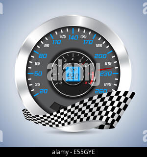 Compteur avec compte-tours et ruban à carreaux Banque D'Images