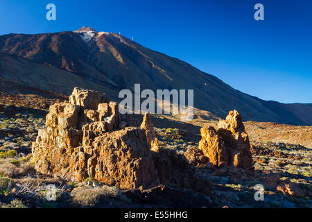 Volcan Teide et la formation de lave. Le Parc National du Teide. La Orotava, Tenerife, Canaries, Espagne, l'océan Atlantique, l'Europe. Banque D'Images