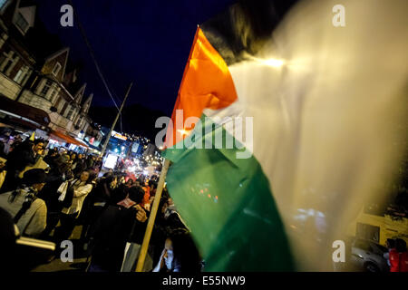 Bogota, Colombie. 21 juillet, 2014. Une manifestation est organisée pour protester contre les forces israéliennes d'offensives contre les Palestiniens dans la bande de Gaza, à Bogota, Colombie, le 21 juillet 2014. Crédit : John Paz/Xinhua/Alamy Live News Banque D'Images