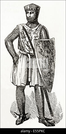 William Marshall, 1 comte de Pembroke 1147 - 1219. La gravure sur bois victorien circa 1845. Banque D'Images