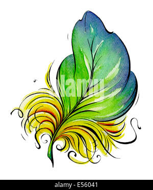 Plume. Illustration à l'aquarelle sur le fond blanc Banque D'Images