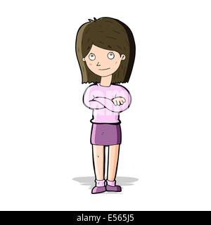 Cartoon friendly girl par des yeux Illustration de Vecteur