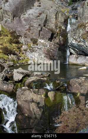 Piscine de montagne sur le chemin du lac, Cwmorthin Ffsetiniog Tanygrisiau, Blaenau Snowdonia dans le Nord du Pays de Galles, Banque D'Images