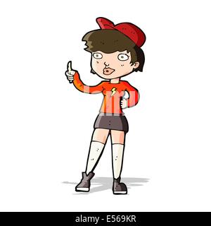 Patineur cartoon girl giving Thumbs up symbole Illustration de Vecteur