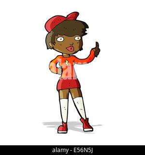 Patineur cartoon girl giving Thumbs up symbole Illustration de Vecteur