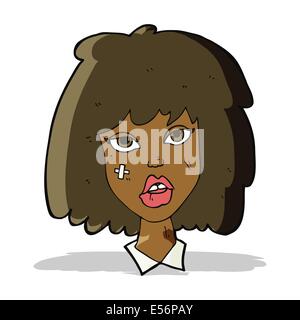 Cartoon femme avec visage meurtri Illustration de Vecteur