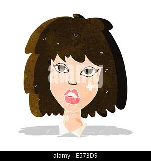 Cartoon femme avec visage meurtri Illustration de Vecteur